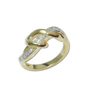 Gold Plated Twist CZ Diamond Ring